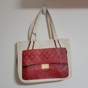 Thursday Friday NWT Red Quilted Tote Bag